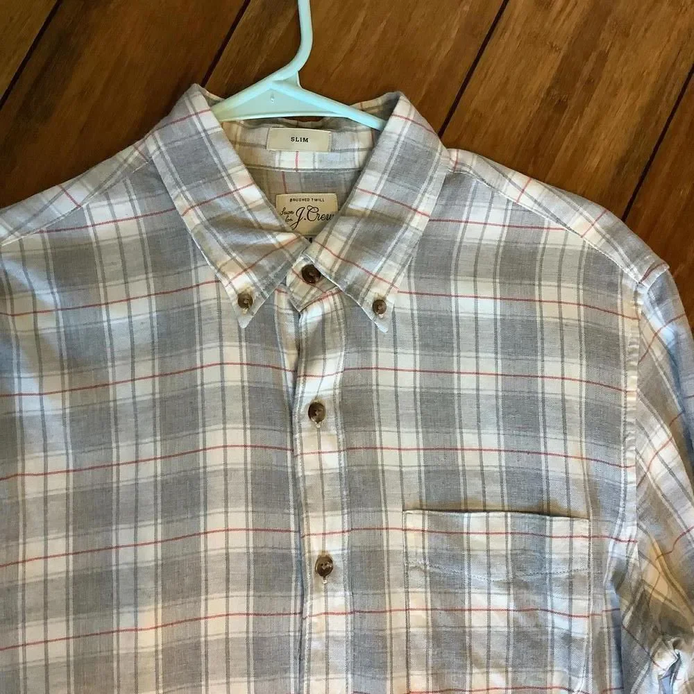 J. Crew Stylish Brushed Twill Slim Fit Plaid Button-Up‎ Shirt